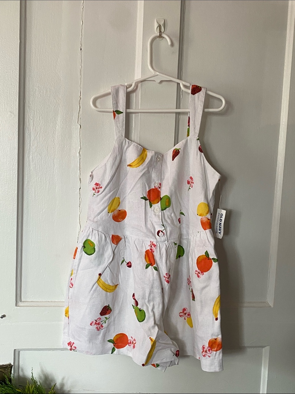 Old Navy White Fruit-Print Cotton Romper